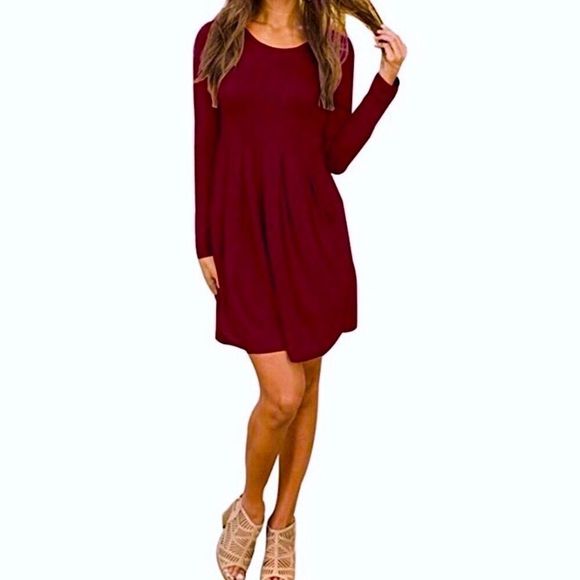 Women’s Soft Pleated Tunic Dress with Pockets - Picture 4 of 7